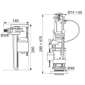 MWB3, mécanisme de wc double chasse et robinet flotteur Jollyfill latéral