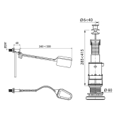 MX+F12, mécanisme de wc simple chasse à tirette + robinet flotteur à levier latéral