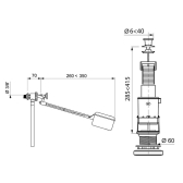 MX+F80, mécanisme de wc simple chasse à tirette + robinet flotteur à levier latéral