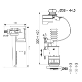 Mécanisme de wc à activation infrarouge + robinet flotteur servo-valve latéral Jollyfill
