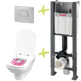 GLASSY, cuvette nettoyage facile sans bride avec bâti universel autoportant installation sur tout types de murs