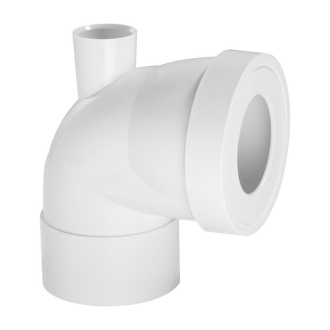 Pipe WC courte coudée femelle avec piquage désoperculable