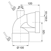 Pipe WC courte coudée femelle avec piquage désoperculable