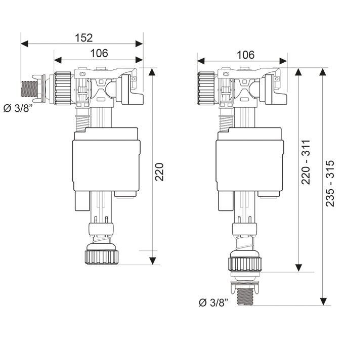 Robinet flotteur compact servo-valve silencieux WIRQUIN