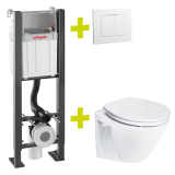 LINEO STONE CASUAL, pack complet wc suspendu autoportant avec plaque, cuvette et abattant