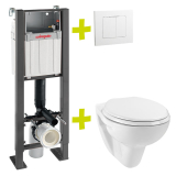 LINEO STONE, pack complet wc suspendu autoportant avec plaque, cuvette et abattant