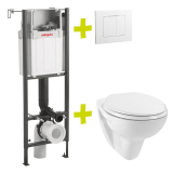 wc suspendu LINEO SUNRISE gain de place, sur murs porteurs avec plaque