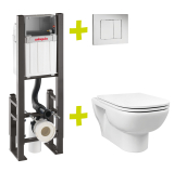 wc suspendu SAFYR GLASSY gain de place, sur murs non porteurs avec plaque de commande