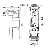 Mécanisme Wirquin One NF à étrier avec bouton double poussoir + robinet flotteur Jollyfill NF