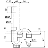 Siphon de lavabo à sortie horizontale ou verticale
