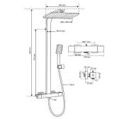 PALERMO COMFORT, colonne de douche avec mitigeur thermostatique en laiton