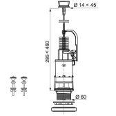 MP00, mécanisme de wc simple poussoir à commande mécanique