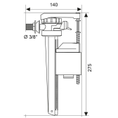 MW2 + JOLLYFILL, mécanisme de wc double chasse à câble + robinet flotteur servo-valve latéral