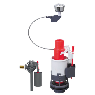 MW2 + TOPY, mécanisme de wc double chasse à commande à câble + robinet flotteur servo-valve compact